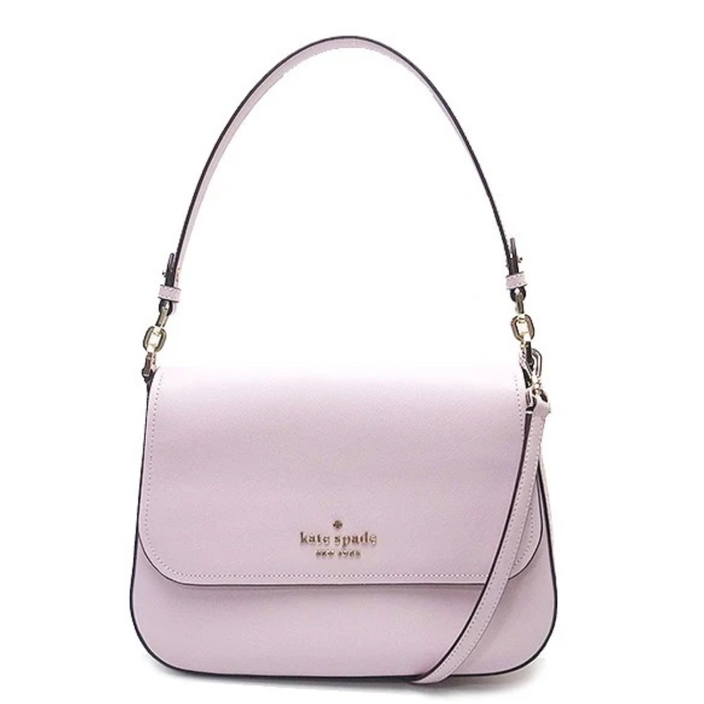 KATE SPADE Staci Light Rose Flap Shoulder Bag with Detachable Crossbody